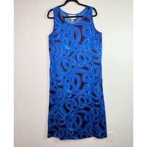 Diane Von Furstenberg Silk Maxi Dress Sz M Blue Abstract Sleeveless Artwear Y2K